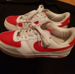 Red and white Nike air Force 1 great condition